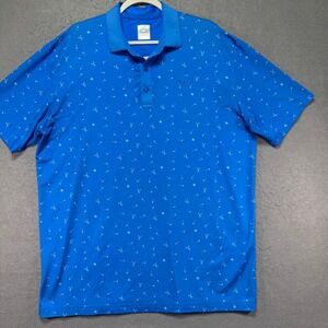 Callaway Men's Golf Polo Shirt Blue Short Sleeve All Over Print Opti-Dri Size L